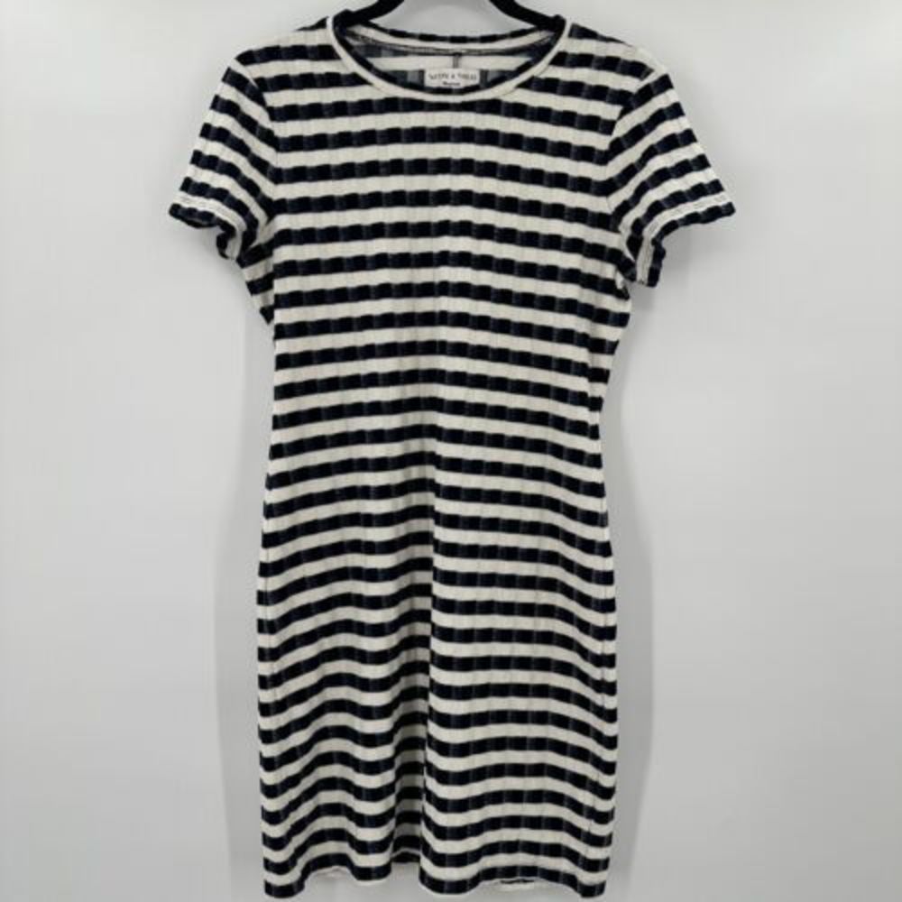 NWT Texture &‎ Thread by Madewell Striped Velour T Shirt Dress Size Small